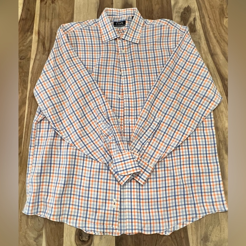 XL Chaps Button Down Gingham Dress Shirt